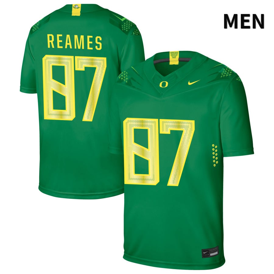 Oregon Ducks Men's #87 Von Reames Football College Authentic Green NIL 2022 Nike Jersey SGI80O1V